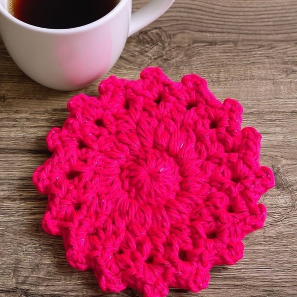 Handcrafted Pink Crochet Coasters